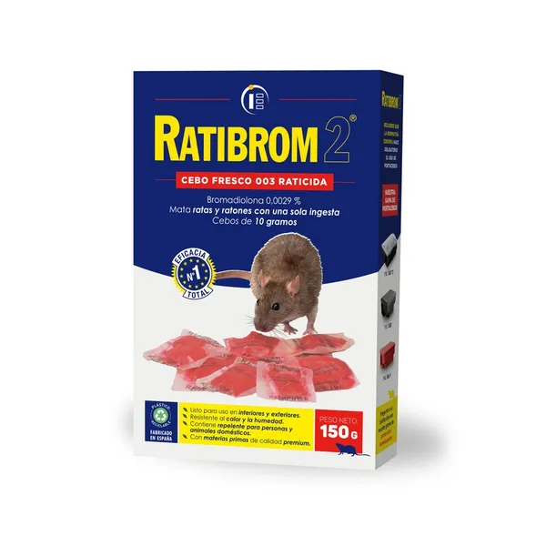 Raticida RATIBROM-2 cebo fresco estuche 150 g