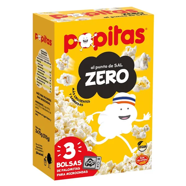 Maíz para palomitas POPITAS al punto de sal Zero microondas 3x70 g