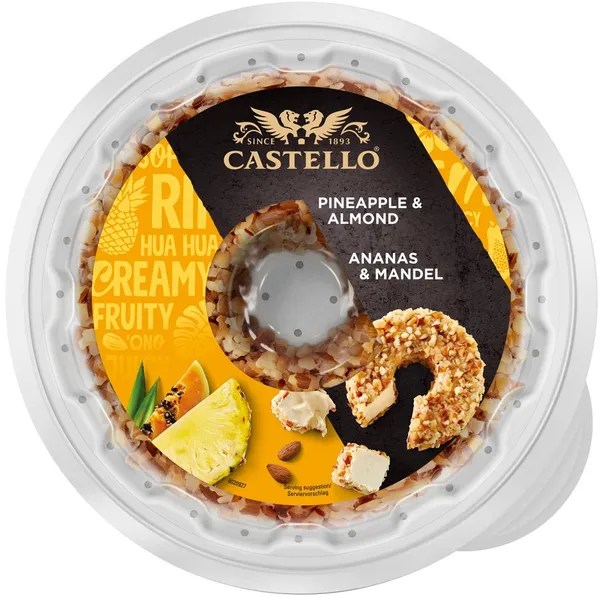 Queso CASTELLO piña y almendras kilo