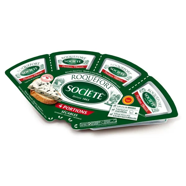 Queso roquefort SOCIETE aop porciones 4x25 g
