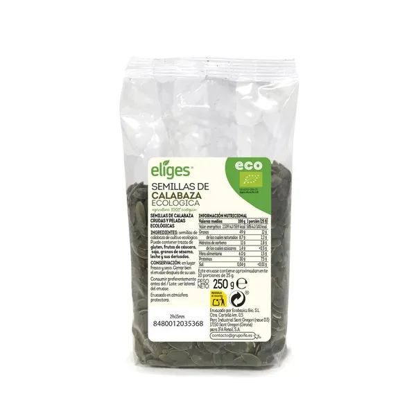 Semillas calabaza crudas y peladas ECO ELIGES 250 g