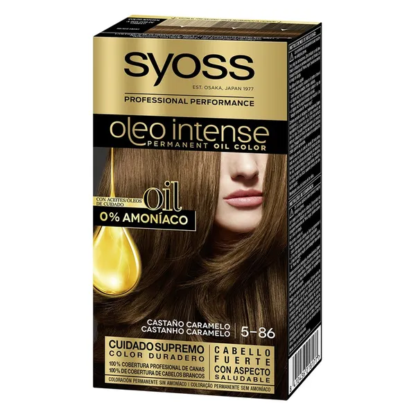 Tinte permanente sin amoníaco SYOSS castaño caramelo 5-86