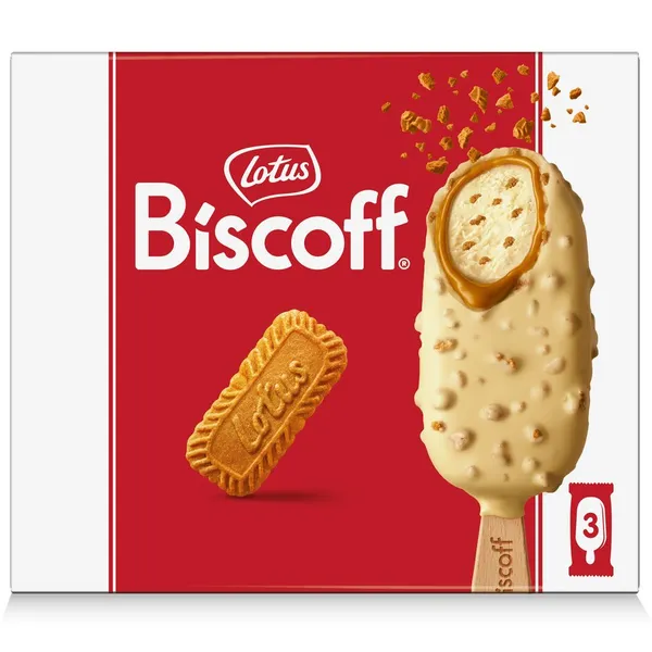 Helado LOTUS Biscoff chocolate blanco 3 unidades 213 g