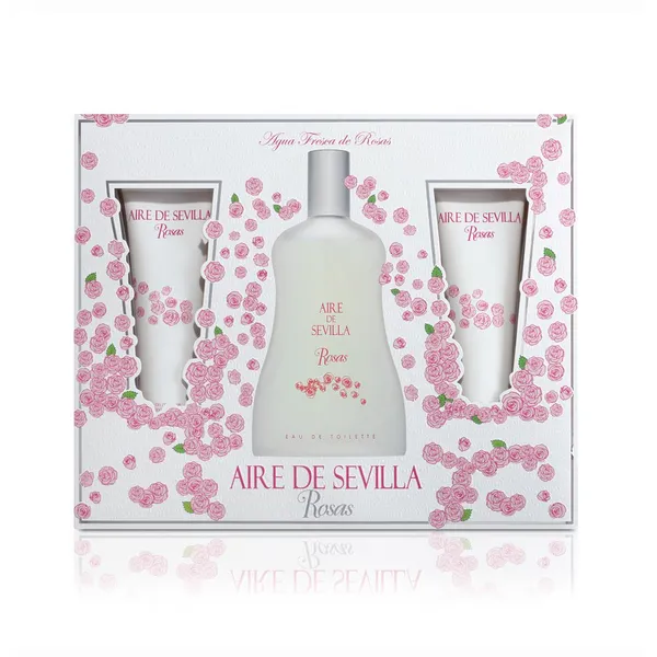 Estuche AIRE DE SEVILLA Rosas (colonia 100 ml + crema corporal 100 ml + gel 100 ml)