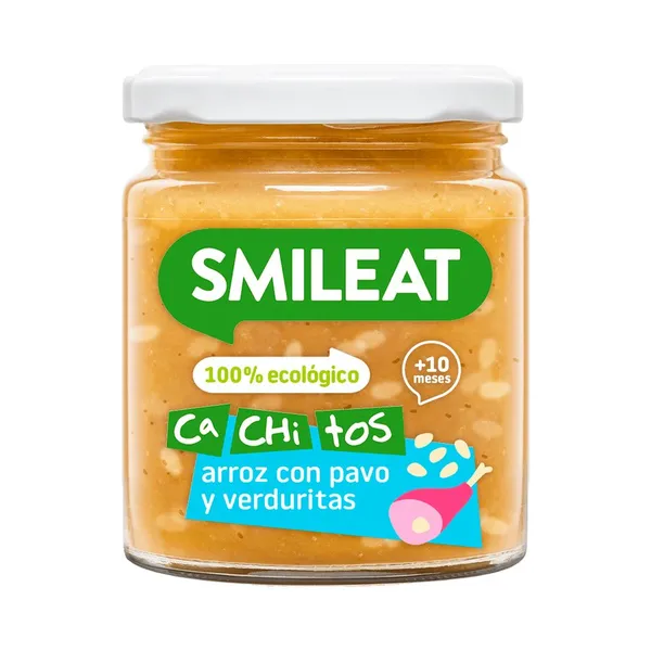 Alimento infantil SMILEAT Cachitos arroz con pavo y verduritas eco tarro 230 g