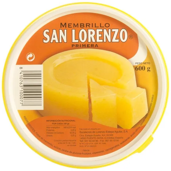 Dulce de membrillo SAN LORENZO primera fiambrera 600 g
