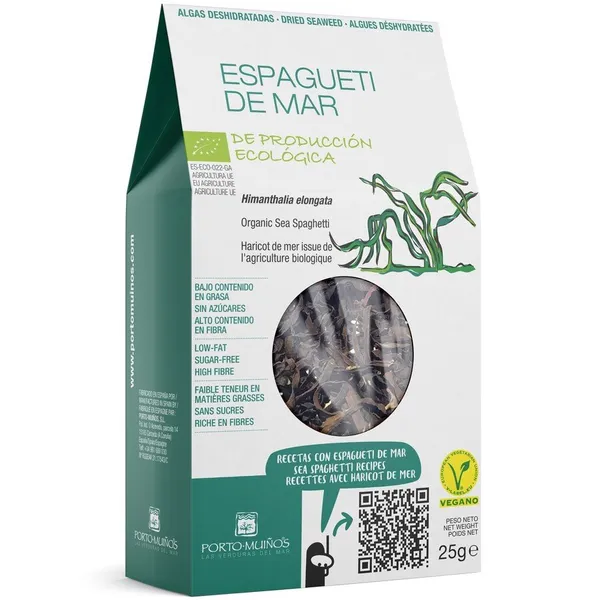Algas deshidratadas ecológicas PORTO MUIÑOS espagueti de mar bolsa 25 g
