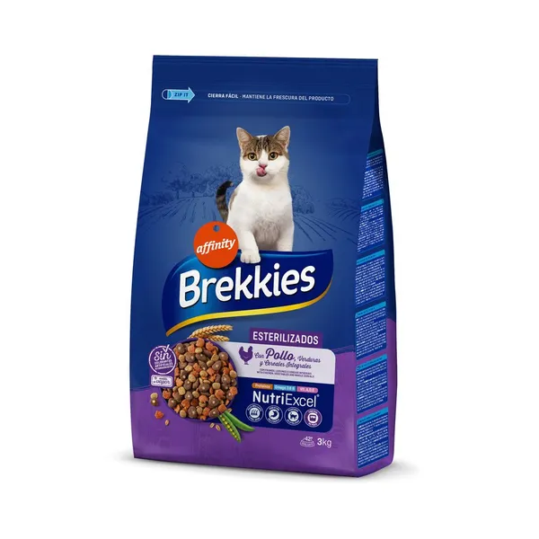 Alimento gato BREKKIES esterilizado pollo,verduras y cereales 3 kg