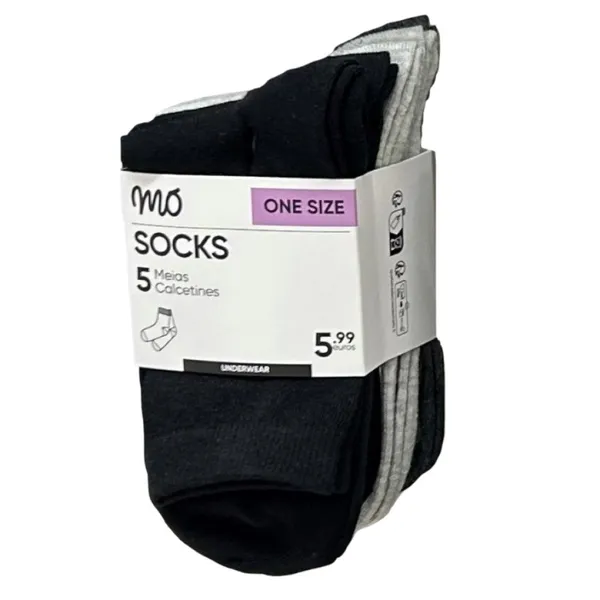 Pack 5 calcetines grises talla única