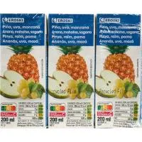 Zumo de piña, manzana y uva EROSKI, pack 6x20 cl