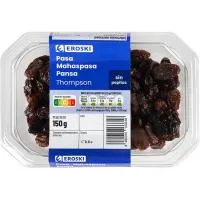 Pasas Thompon sin semilla EROSKI, tarrina 150 g