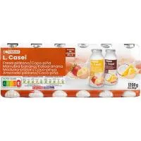Lcasei fresa, platano y piña coco EROSKI, pack 12x100 ml