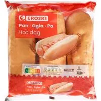 Hot dog EROSKI, 6 uds., paquete 330 g