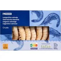 Langostino salvaje crudo 18/26 grande EROSKI, caja 600 g