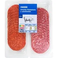Chorizo Pamplona-Salchichón EROSKI, pack 2x90 g