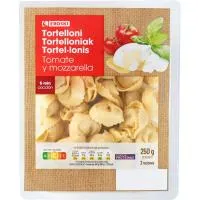 Tortellini con tomate-mozzarella EROSKI, bandeja 250 g