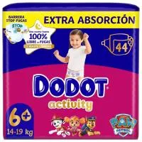 Pañal 14 kg+ Talla 6 Extra DODOT Activity, paquete 44 uds.
