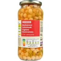Garbanzos con verduras EROSKI, frasco 400 g