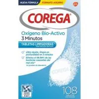 Tabletas limpiadoras COREGA OXÍGENO ACTIVO, caja 108 uds