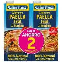 Caldo de marisco GALLINA BLANCA PAELLA FÁCIL, pack 2x1 litro