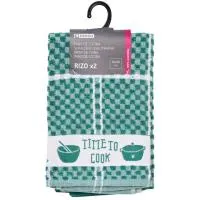 Paños de cocina rizo, 100% algodón, D727 EROSKI, 50x50cm 2 uds