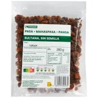 Pasa sultana sin semilla EROSKI, tarrina 200 g