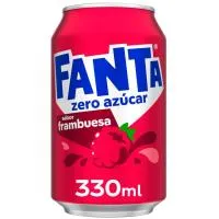 Refresco sin azúcar sabor frambuesa FANTA, lata 33 cl