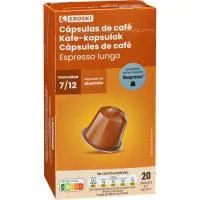 Café expresso lungo compatible Nespresso EROSKI, caja 20 uds