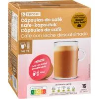 Café c/leche descafeinado comp. Dolce Gusto EROSKI, caja 16 uds