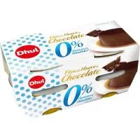 Flan de huevo y chocolate 0% sin azúcar DHUL, pack 4x100 g