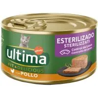 Alimento de pollo para gatos esterilizados ULTIMA, lata 85 g