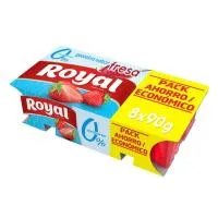 Gelatina refrigerada sabor fresa 0% ROYAL, pack 8x90 g