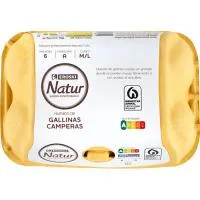 Huevo fresco campero EROSKI NATUR, cartón 6 uds