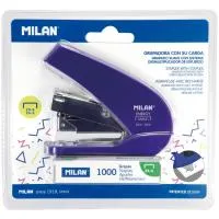 Grapadora compacta azul, botón de recarga y desgrapadora + 1000 grapas 24/6 MILAN
