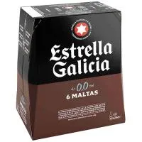 Cerveza 0,0 6 Maltas ESTRELLA GALICIA, pack botellín 6x25 cl