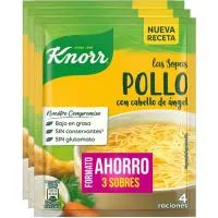 Sopa de pollo con cabello de ángel KNORR, pack 3x68 g