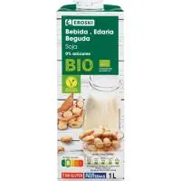Bebida vegetal de soja 0% azúcares EROSKI BIO, brik 1 litro