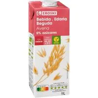 Bebida de avena 0% azúcares con calcio EROSKI, brik 1 litro