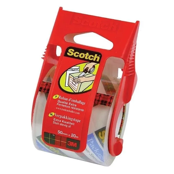3M Scotch Dispensador de cinta adhesiva que incluye un rollo de cinta de embalaje de 50 mm x 20 m