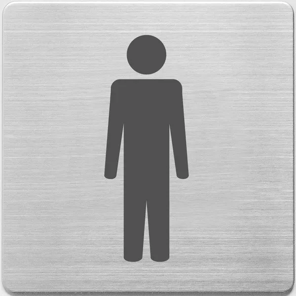 Señal baño de hombres en acero inoxidable (9 x 9 cm)