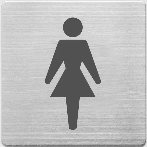 Señal baño de mujeres en acero inoxidable (9 x 9 cm)