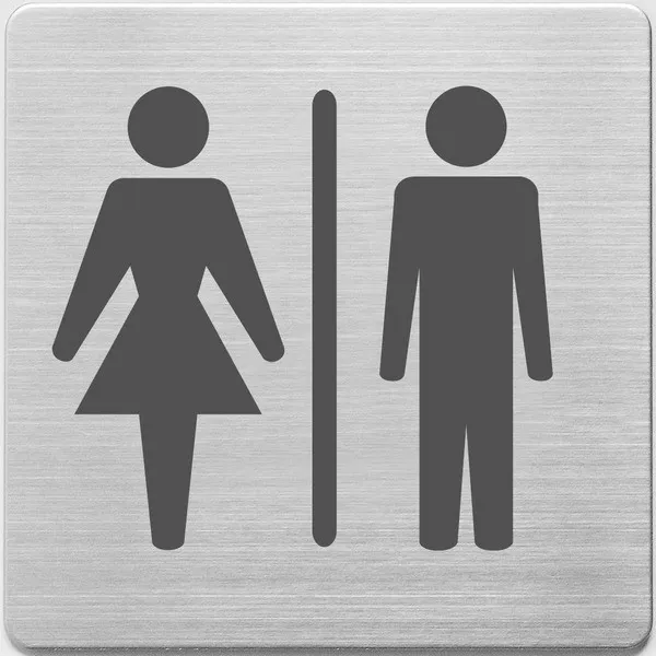 Señal baño de mujeres/hombres en acero inoxidable (9 x 9 cm)