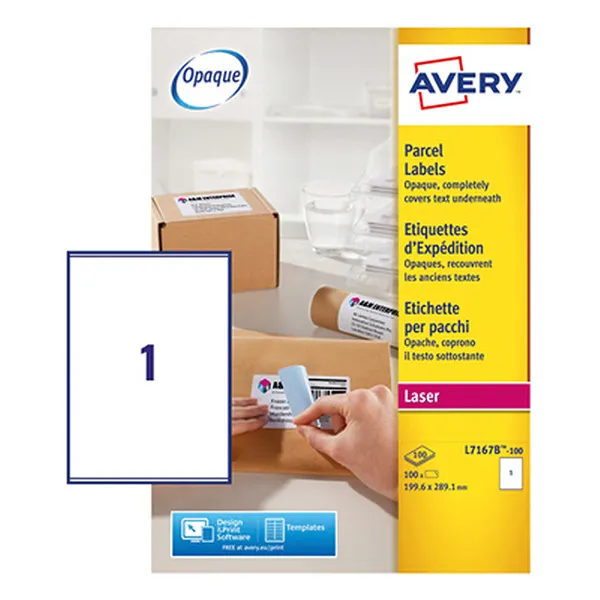 Avery L7167B-100 BlockOut Etiquetas A4 199,6 x 289,1 mm — 1 por hoja | Pack 100 hojas