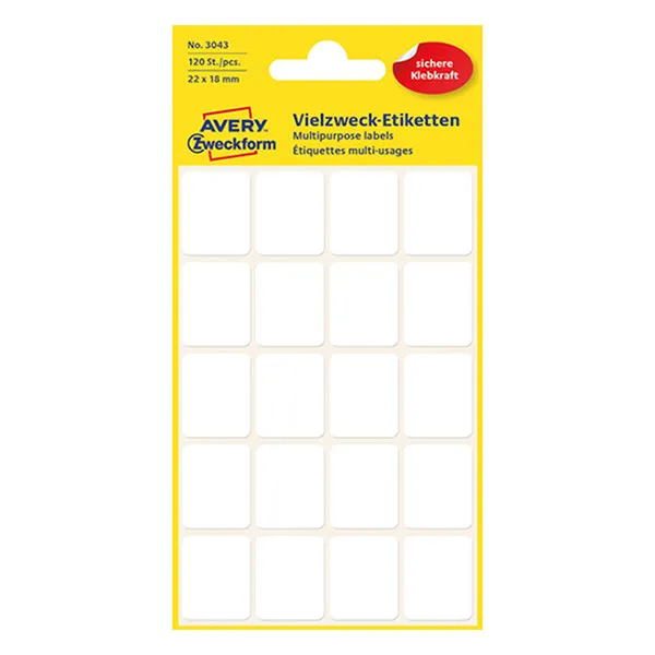 Avery Zweckform 3043 Etiquetas multifuncionales 22 x 18 mm blancas (120 etiquetas)