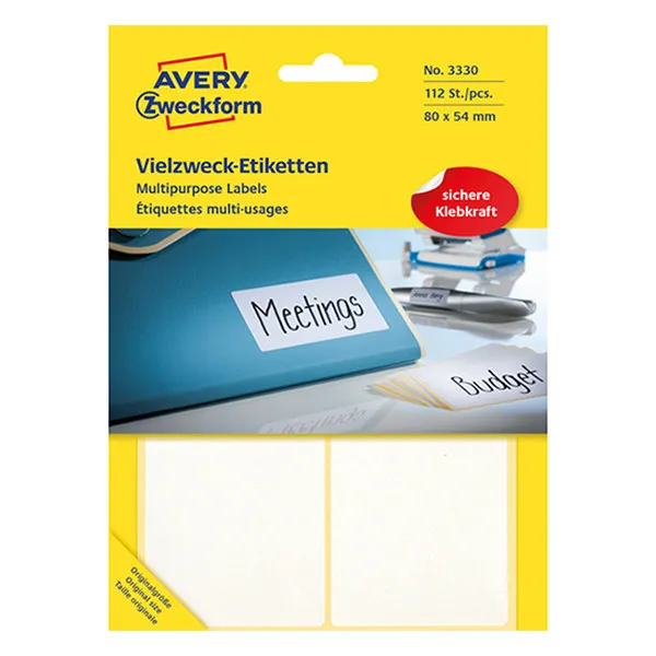 Avery Zweckform 3330 Etiquetas multifuncionales 80 x 54 mm blancas (112 etiquetas)