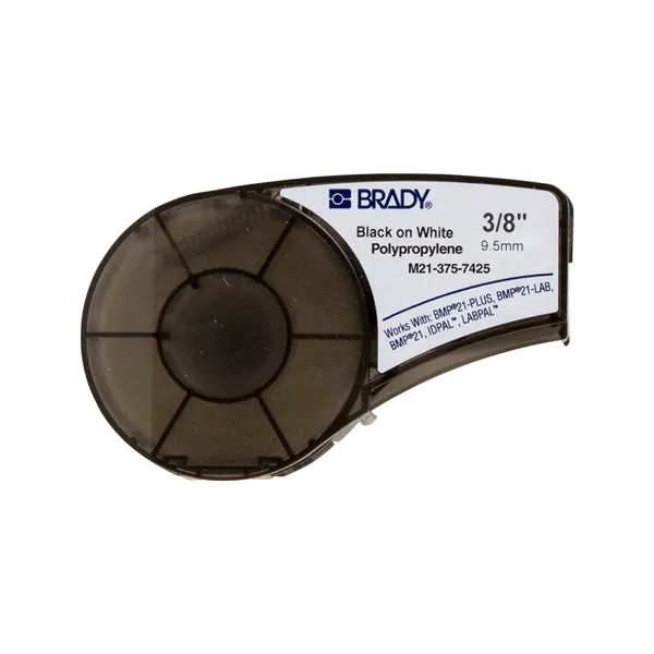Brady M21-375-7425 cinta de polipropileno negro sobre blanco 9,53 mm x 6,40 m (original)
