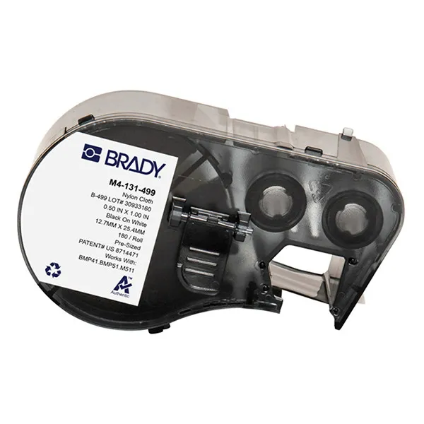 Brady M4-131-499 etiquetas de tela de nailon negro sobre blanco 25,4 mm x 12,7 mm (original)