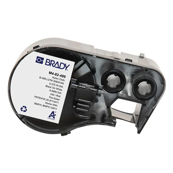 Brady M4-82-499 etiquetas de tela de nailon negro sobre blanco 9,53 mm (original)