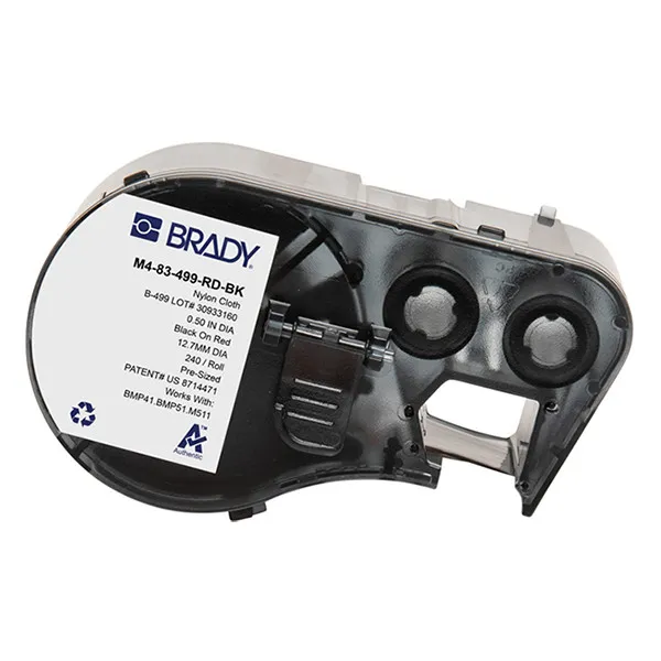 Brady M4-83-499-RD-BK etiquetas de tela de nailon negro sobre rojo 12,7 mm (original)