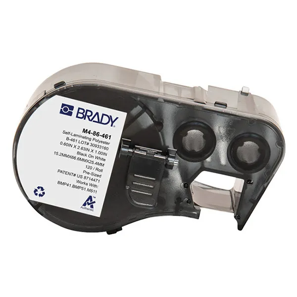 Brady M4-86-461 etiquetas de poliéster laminadas negro sobre blanco/transparente 15,24 mm x 66,68 mm x 25,4 mm (original)